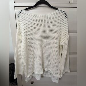 Women's White Knit Sweater Beach Coverup